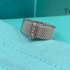Tiffany & Co. Diamond mesh ring, size 5
